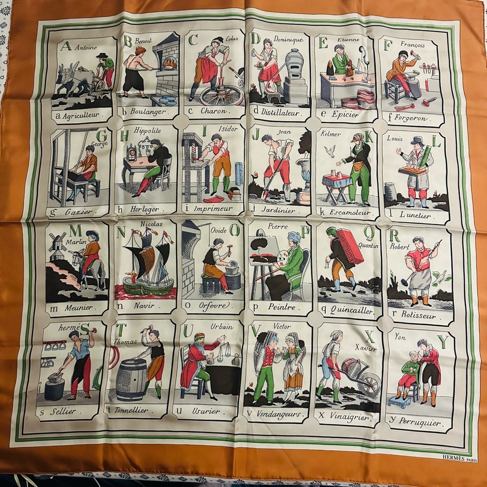 SOLDDDD!!!! Hermes L'Alphabet des Metiers silk 90' Silk